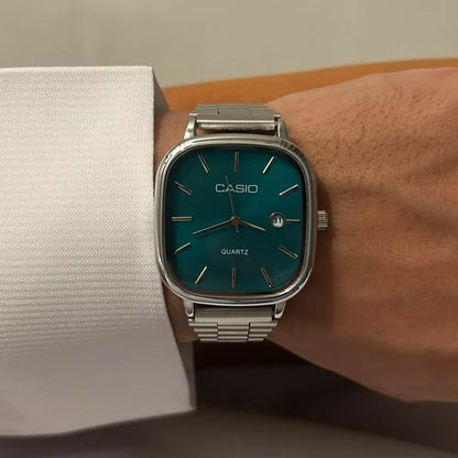 Casio Watch Silver + Green